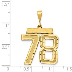 14K Gold Diamond-Cut Number 78 Charm Large Brushed Finish