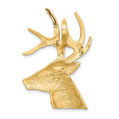 14K Gold Laser Cut Deer Pendant for Men  Polished Solid Design