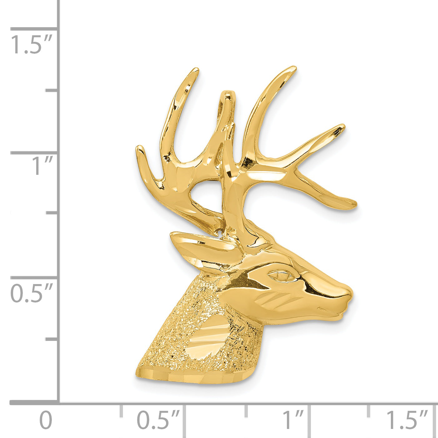 14K Gold Laser Cut Deer Pendant for Men  Polished Solid Design