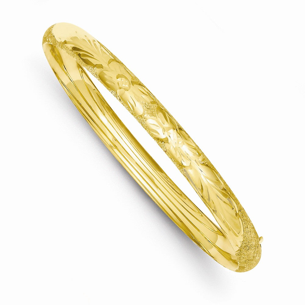 14k 4/16 Laser Cut Hinged Bangle Bracelet