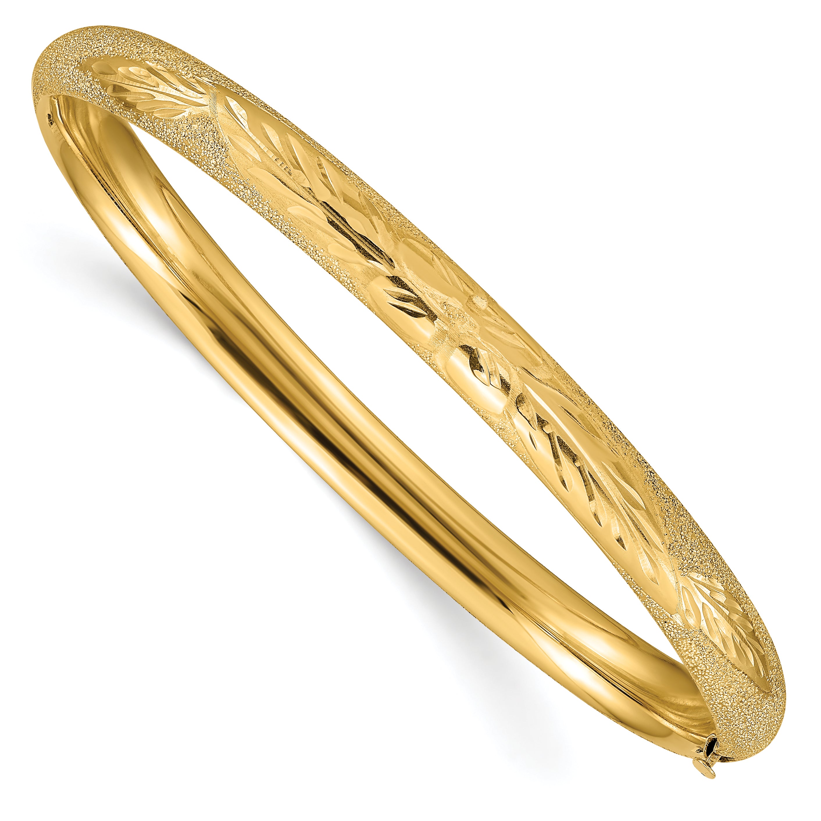 14k 4/16 Oversized Laser Cut Hinged Bangle Bracelet