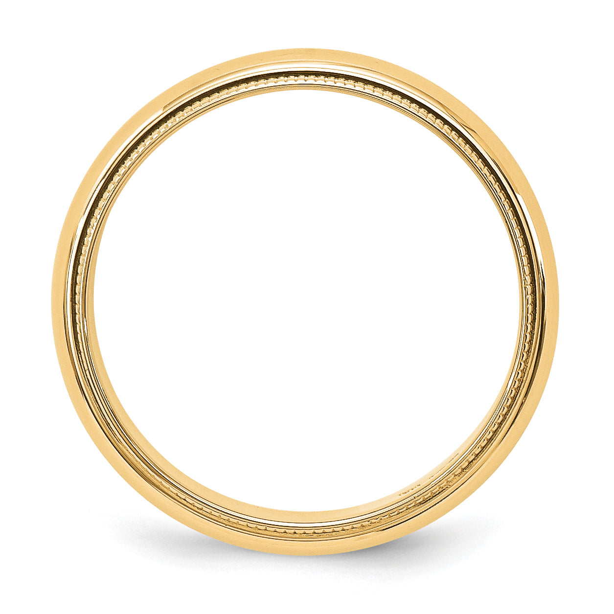 14k Yellow Gold 5mm Milgrain Half Round Wedding Band Size 4