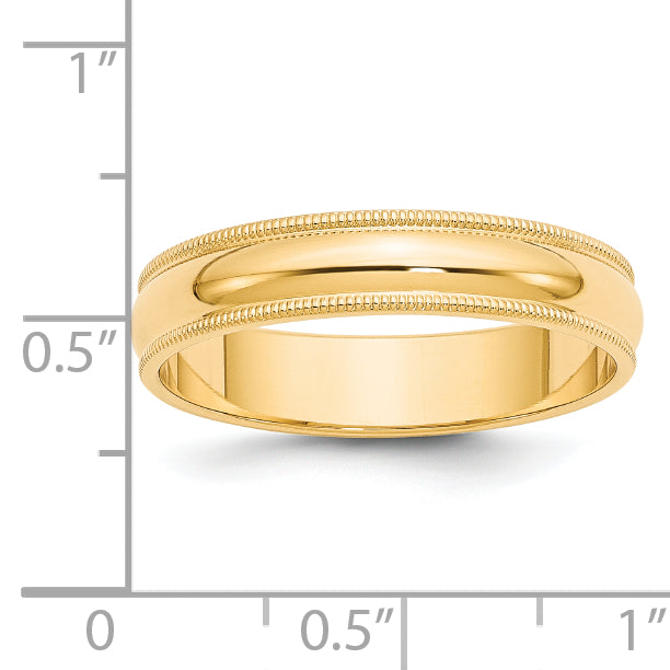 14k Yellow Gold 5mm Milgrain Half Round Wedding Band Size 4