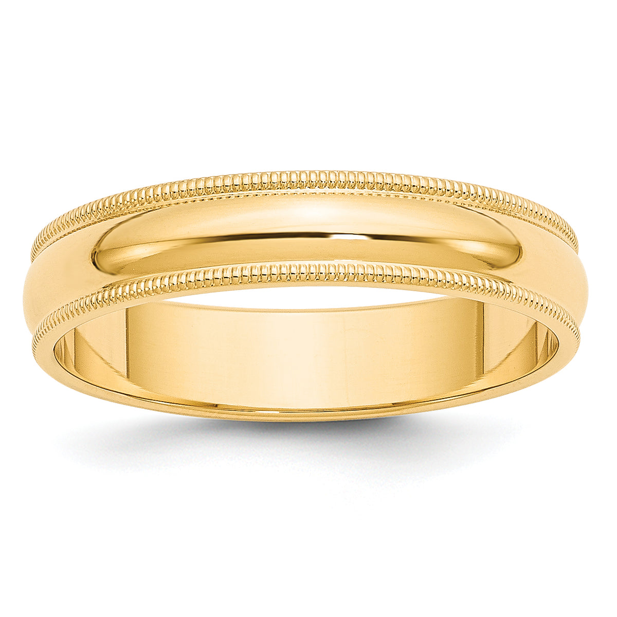 14k Yellow Gold 5mm Milgrain Half Round Wedding Band Size 14