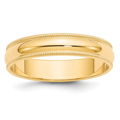 14k Yellow Gold 5mm Milgrain Half Round Wedding Band Size 14