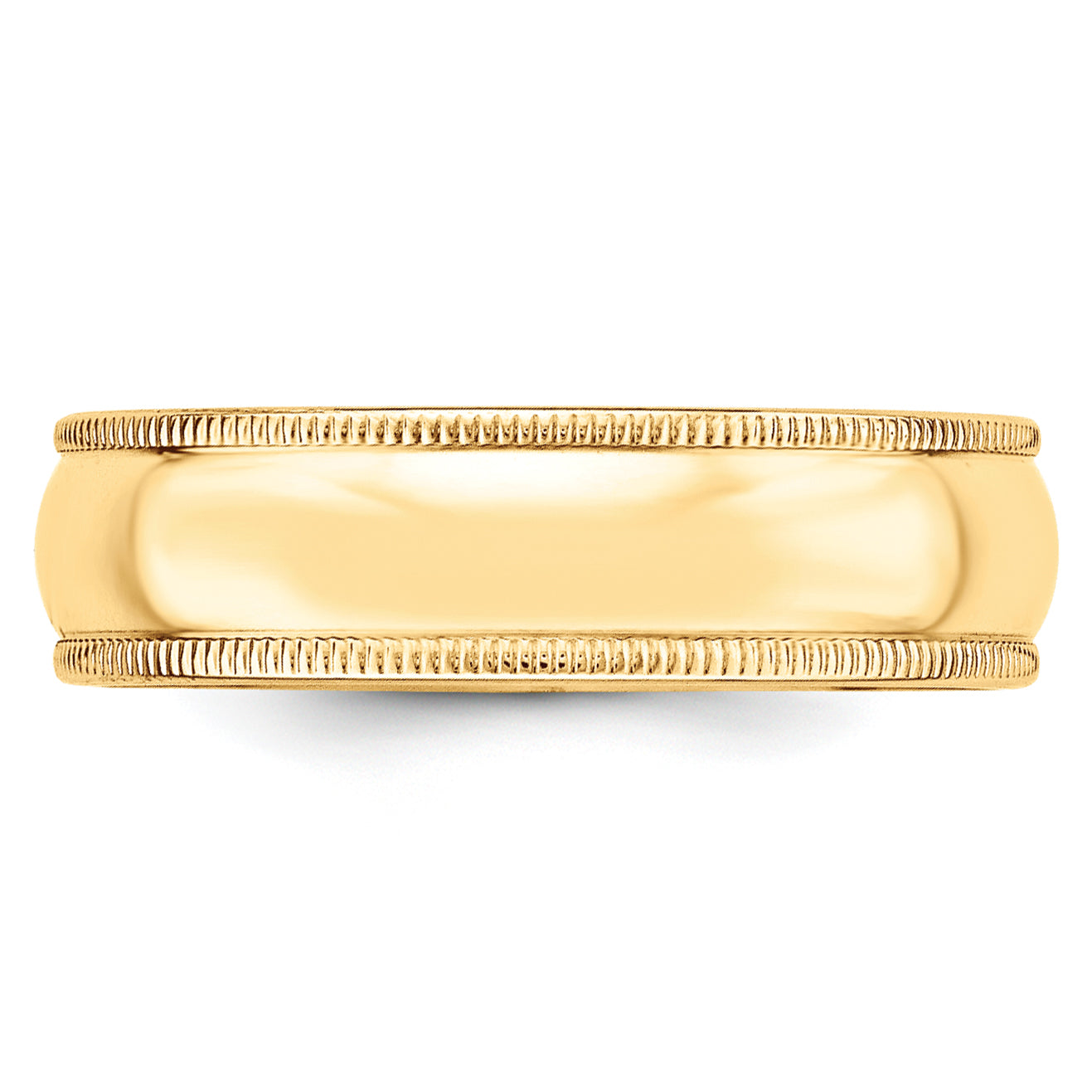 14k Yellow Gold 6mm Milgrain Half Round Wedding Band Size 4