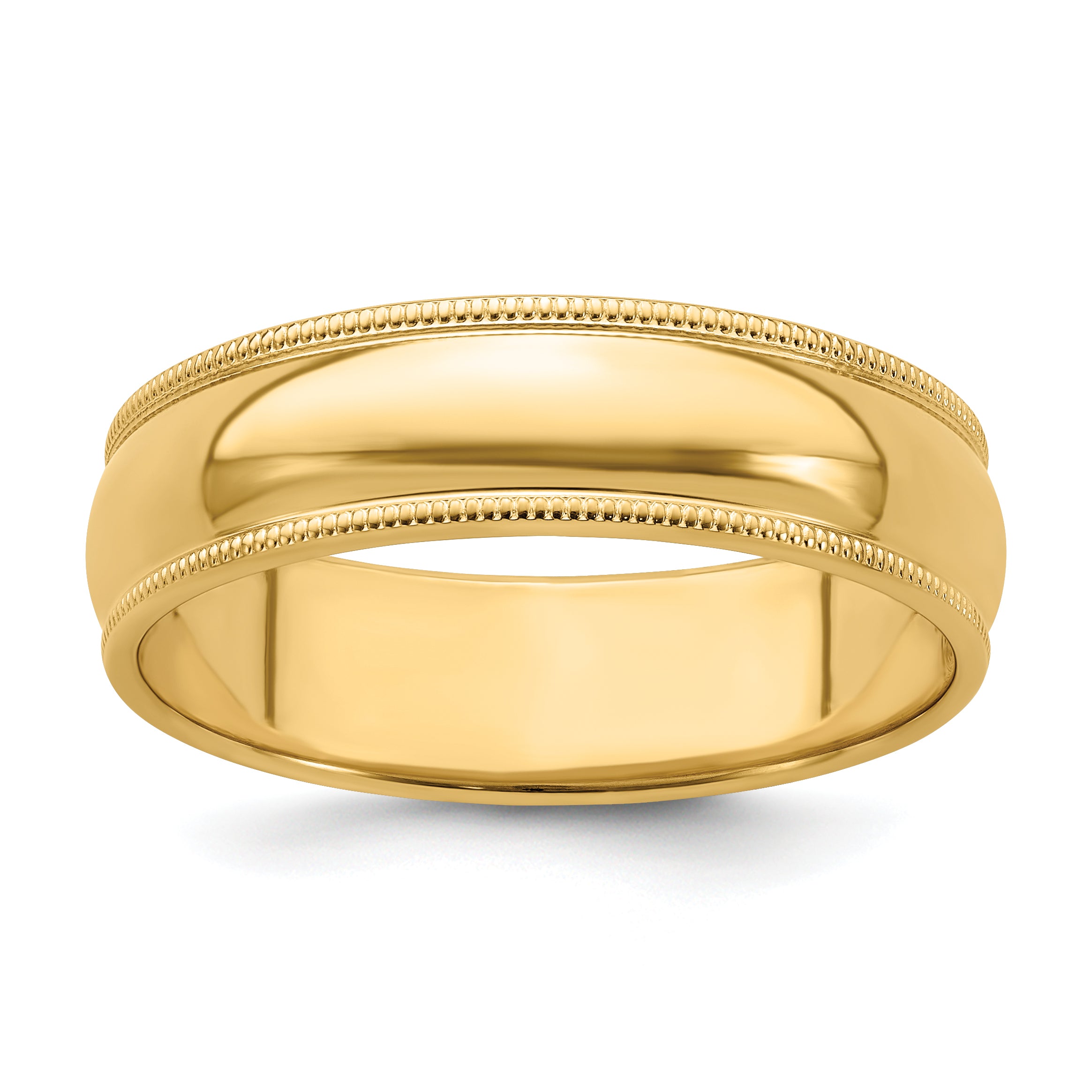 14k Yellow Gold 6mm Milgrain Half Round Wedding Band Size 14