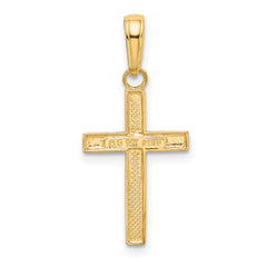 14K Gold Small Cross Pendant with Solid Concave Design Elegant and Timeless