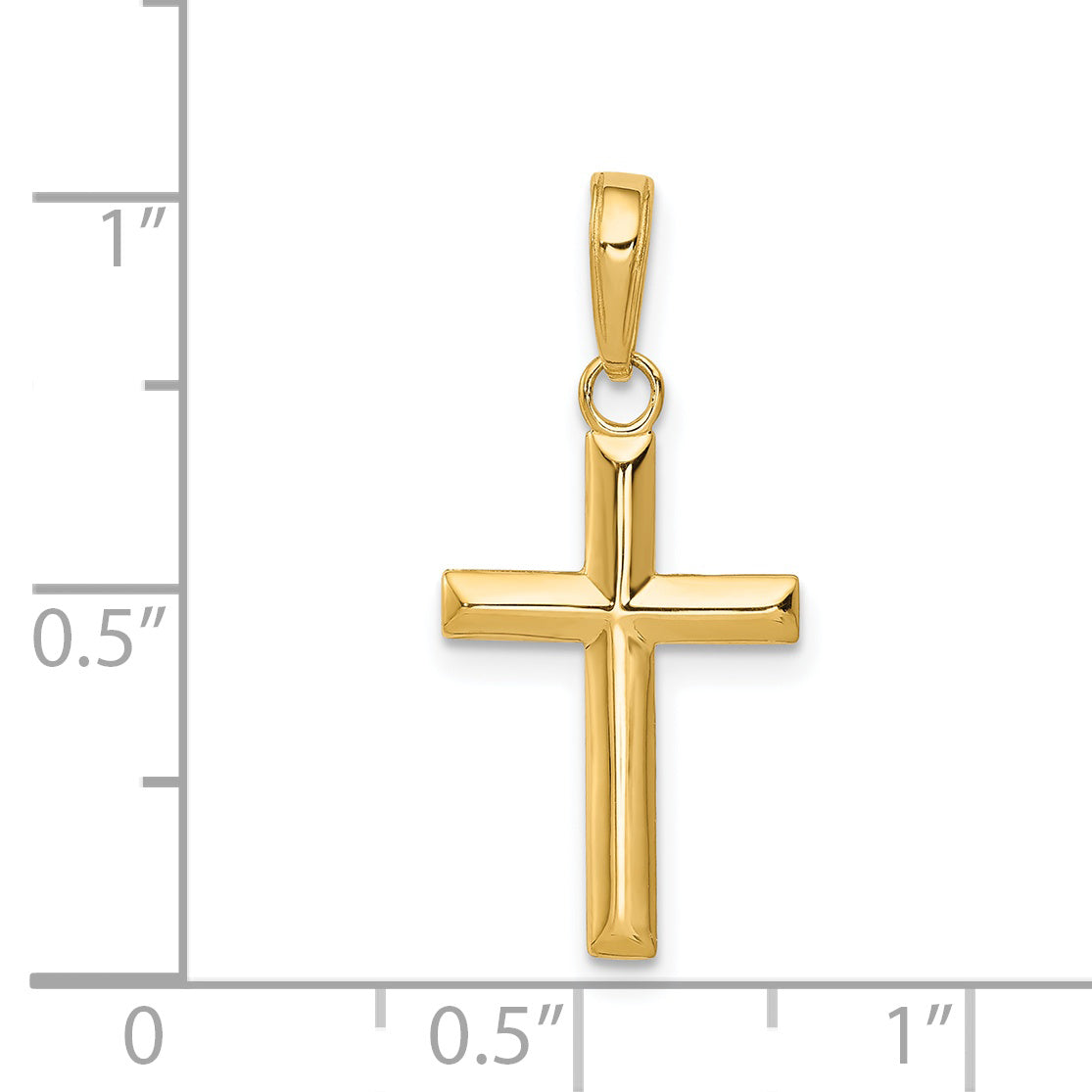 14K Gold Small Cross Pendant with Solid Concave Design Elegant and Timeless