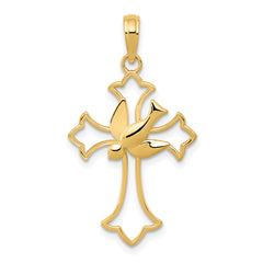 14k Dove Cross Pendant