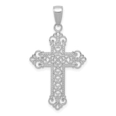 14K White Gold Fleur De Lis Cross Charm