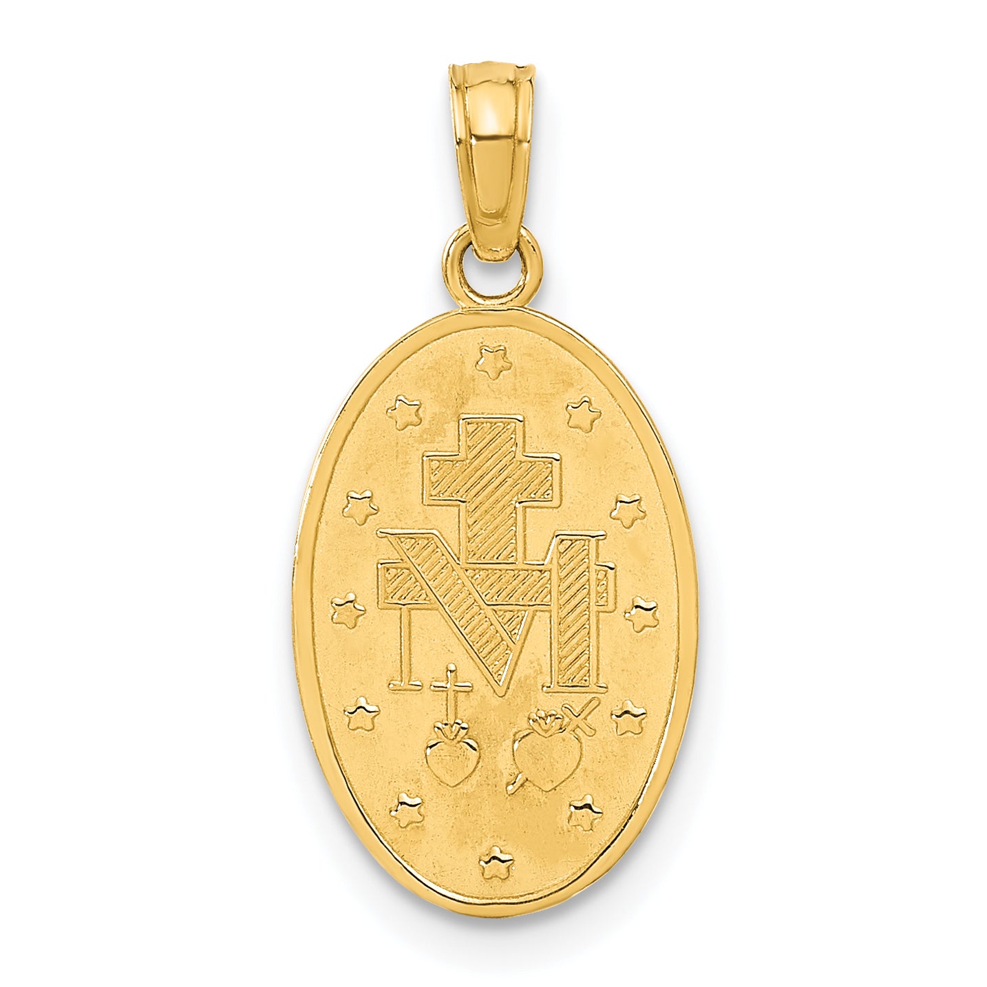 14K Gold Miraculous Medal Pendant with Polished Satin Finish