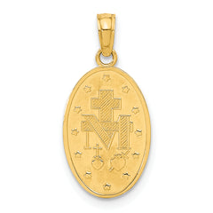 14K Gold Miraculous Medal Pendant with Polished Satin Finish