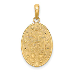 14K Gold Miraculous Medal Pendant with Polished Satin Finish