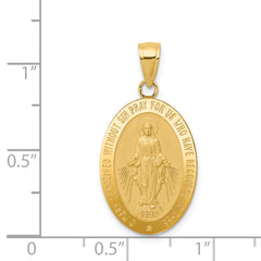 14K Gold Miraculous Medal Pendant with Polished Satin Finish