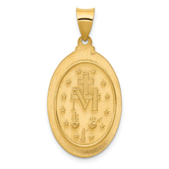 14K Gold Miraculous Medal Hollow Oval Pendant with Polished Finish