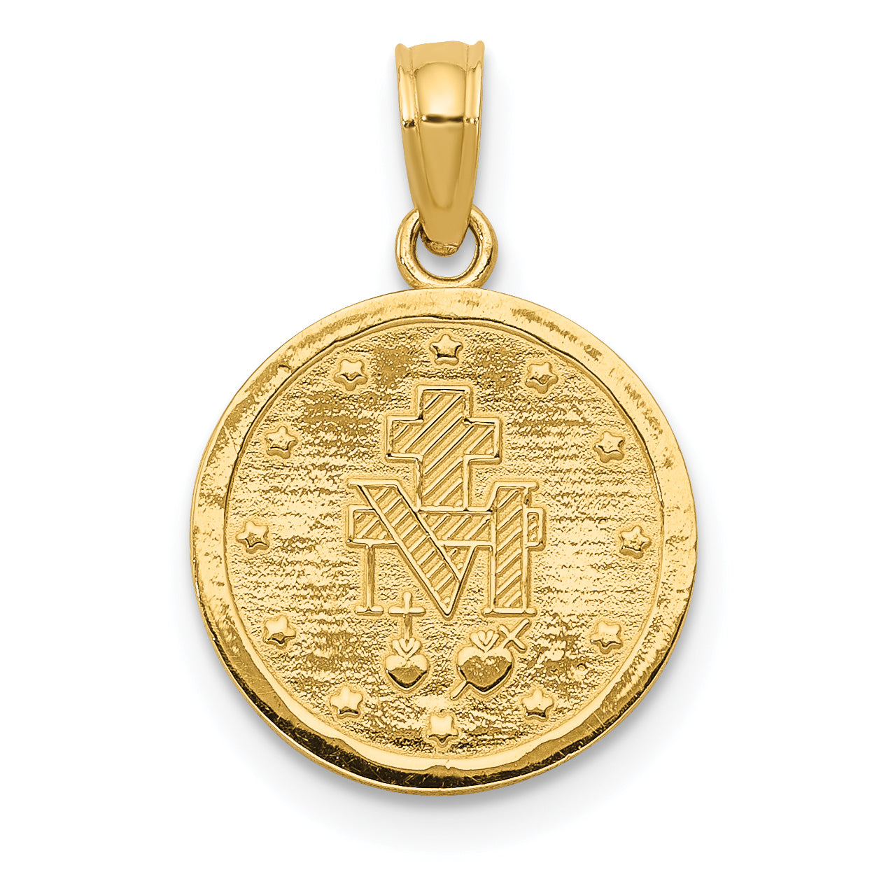 14K Gold Miraculous Medal Pendant with Polished Satin Finish