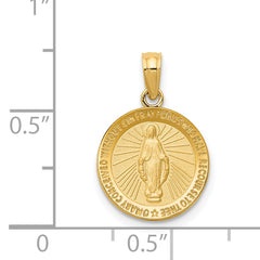 14K Gold Miraculous Medal Pendant with Polished Satin Finish