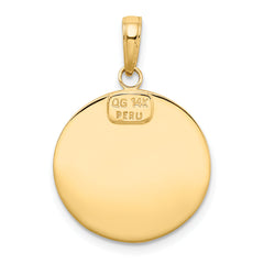 14K Gold Saint Christopher Medal Pendant with Polished Satin Finish