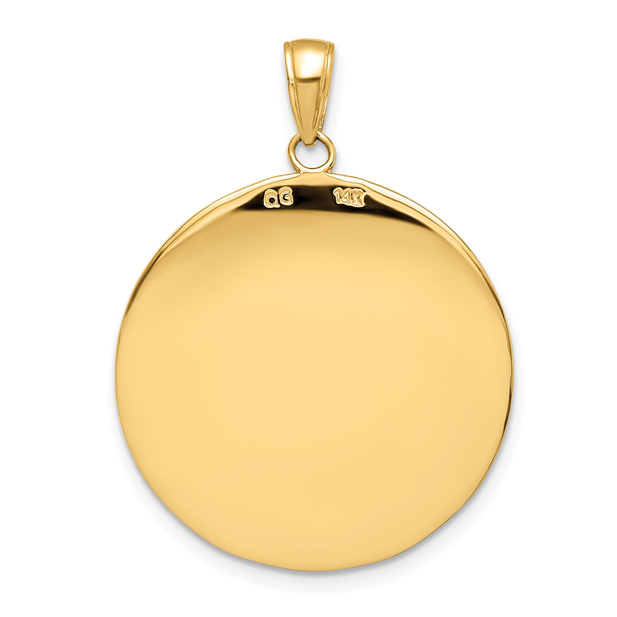 14K Gold Saint Christopher Medal Pendant with Polished Satin Finish