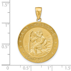 14K Gold Saint Christopher Medal Pendant with Polished Satin Finish