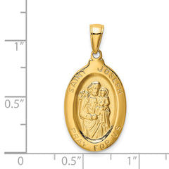 14K Gold Saint Joseph Medal Pendant with Polished Finish  Solid and Elegant Design