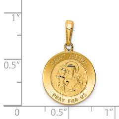 14K Gold Saint Joseph Medal Charm with Polished Satin Finish