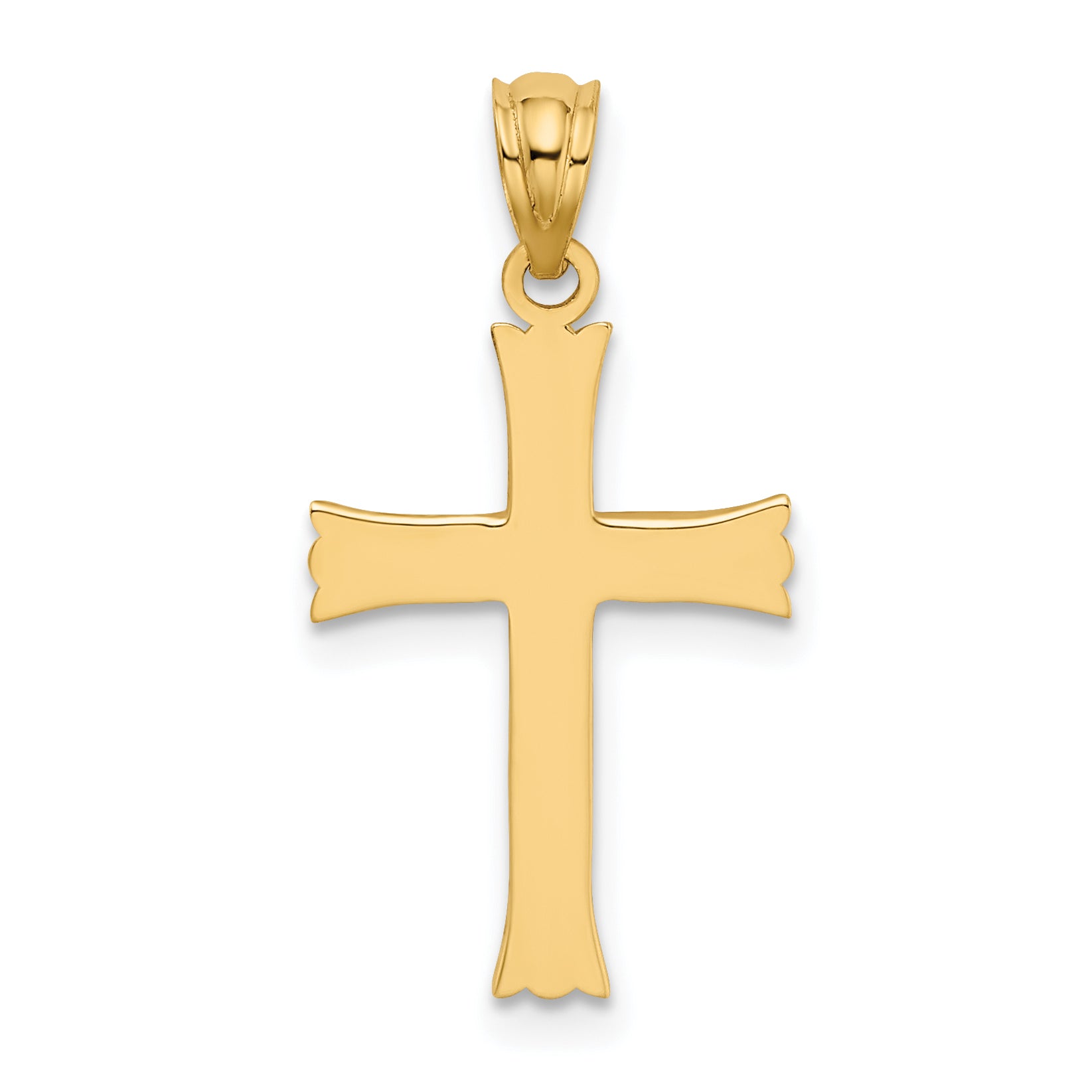 14K Gold Satin Cross Charm Solid, Flat Back, Elegant Design