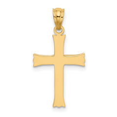 14K Gold Satin Cross Charm Solid, Flat Back, Elegant Design