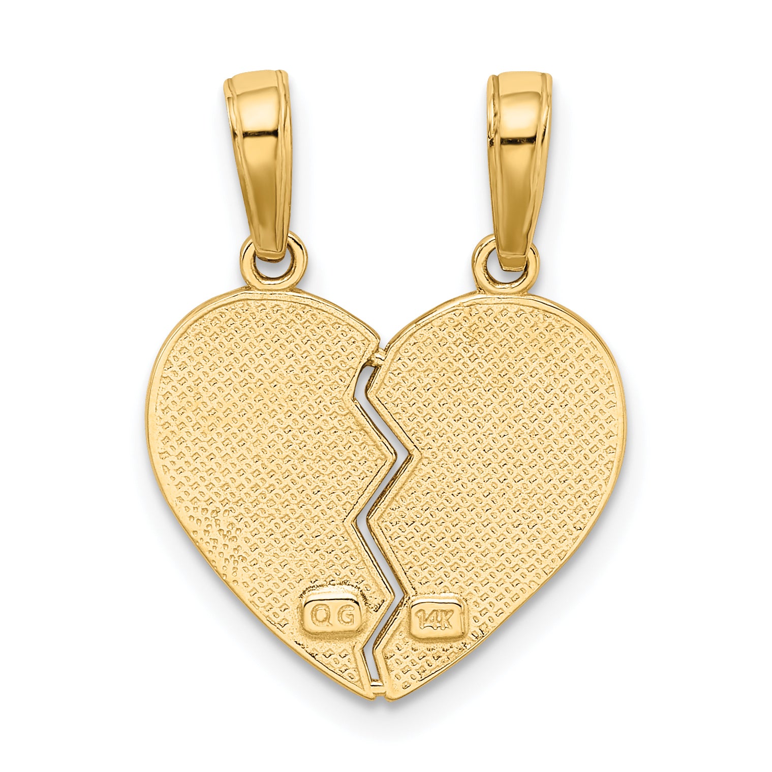 14K Gold Break Apart Heart Charm with I Love You Engraving