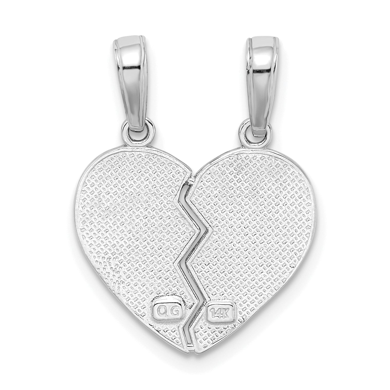 14k White Gold I LOVE YOU Break Apart Heart Charm