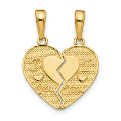 14k I LOVE YOU Break Apart Heart Charm