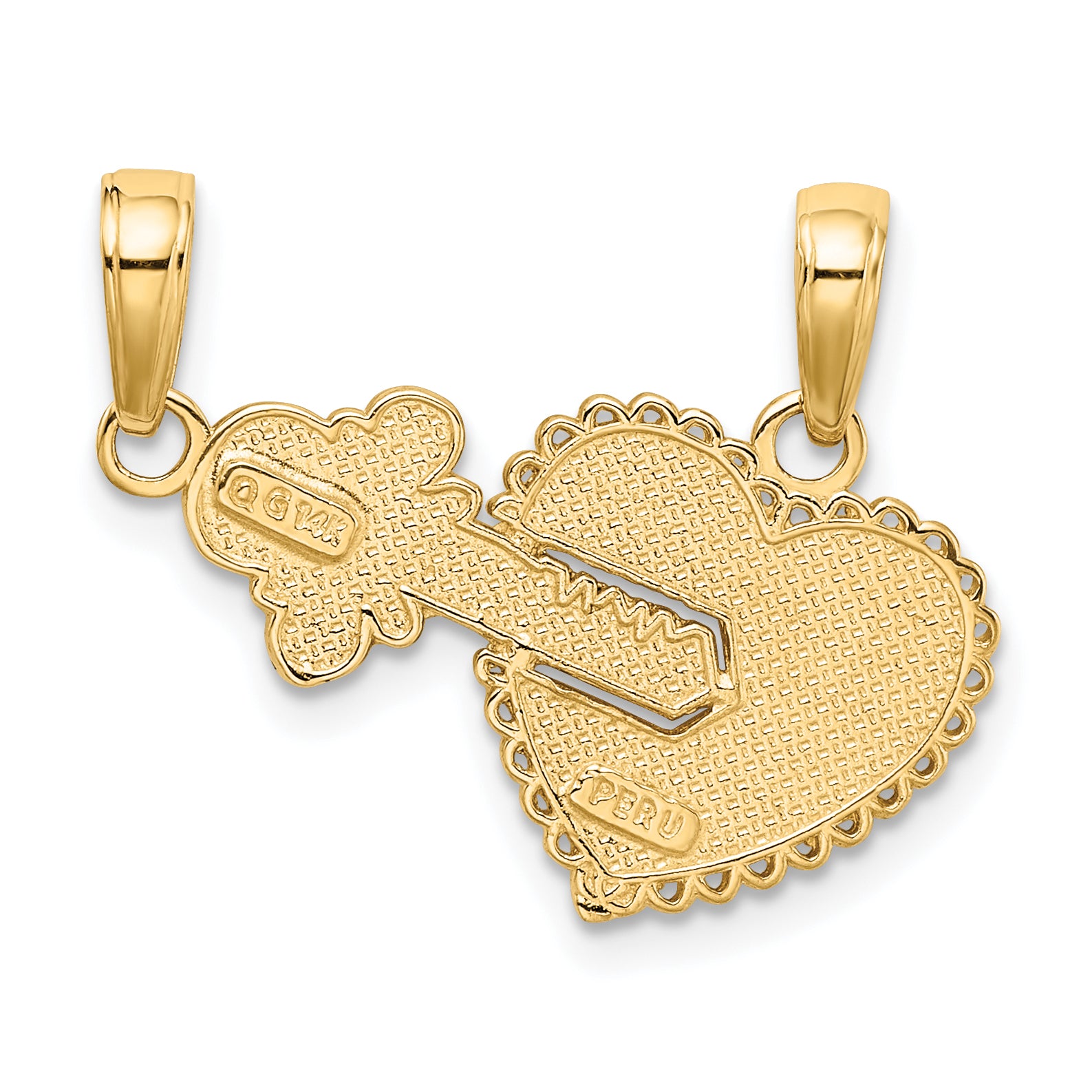 14K Gold Polished Break Apart He Who Holds the Key Charms