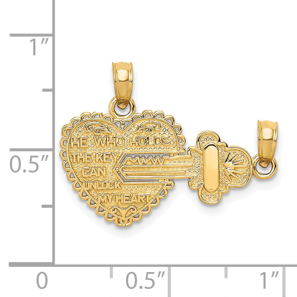 14K Gold Polished Break Apart He Who Holds the Key Charms