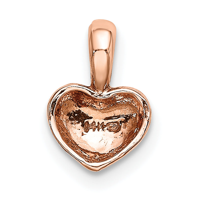 14K Rose Polished Domed Heart Charm