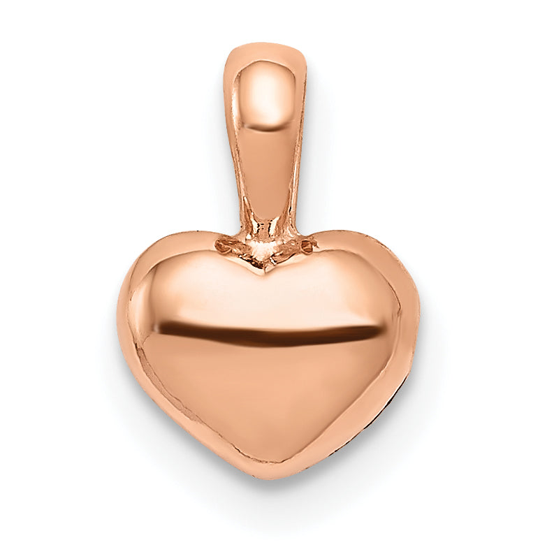 14K Rose Polished Domed Heart Charm