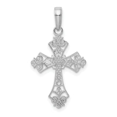 14k White Gold Filigree Cross Charm: Elegance and Faith in One