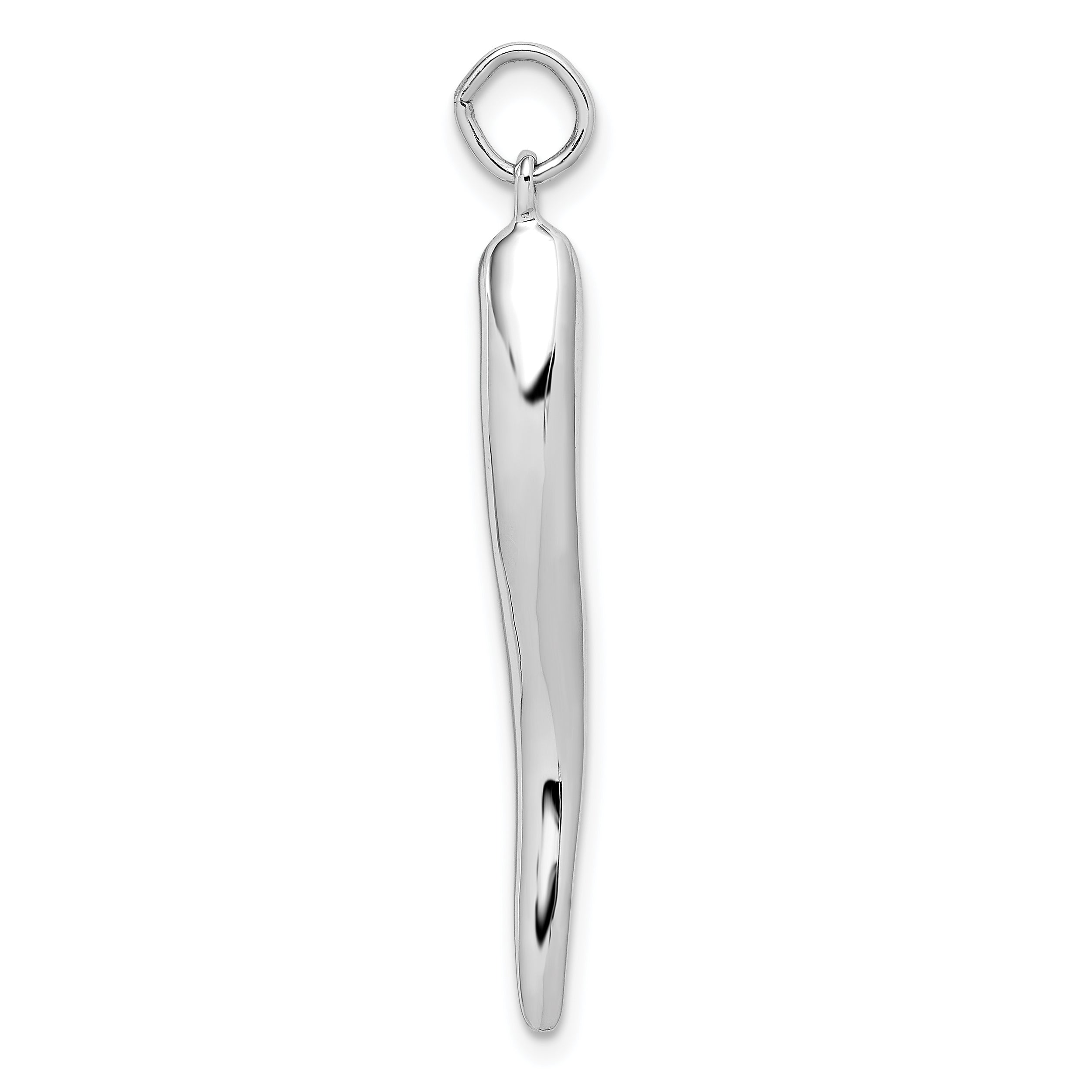 14K White Gold Italian Horn Charm with Polished 3D Design 40mm