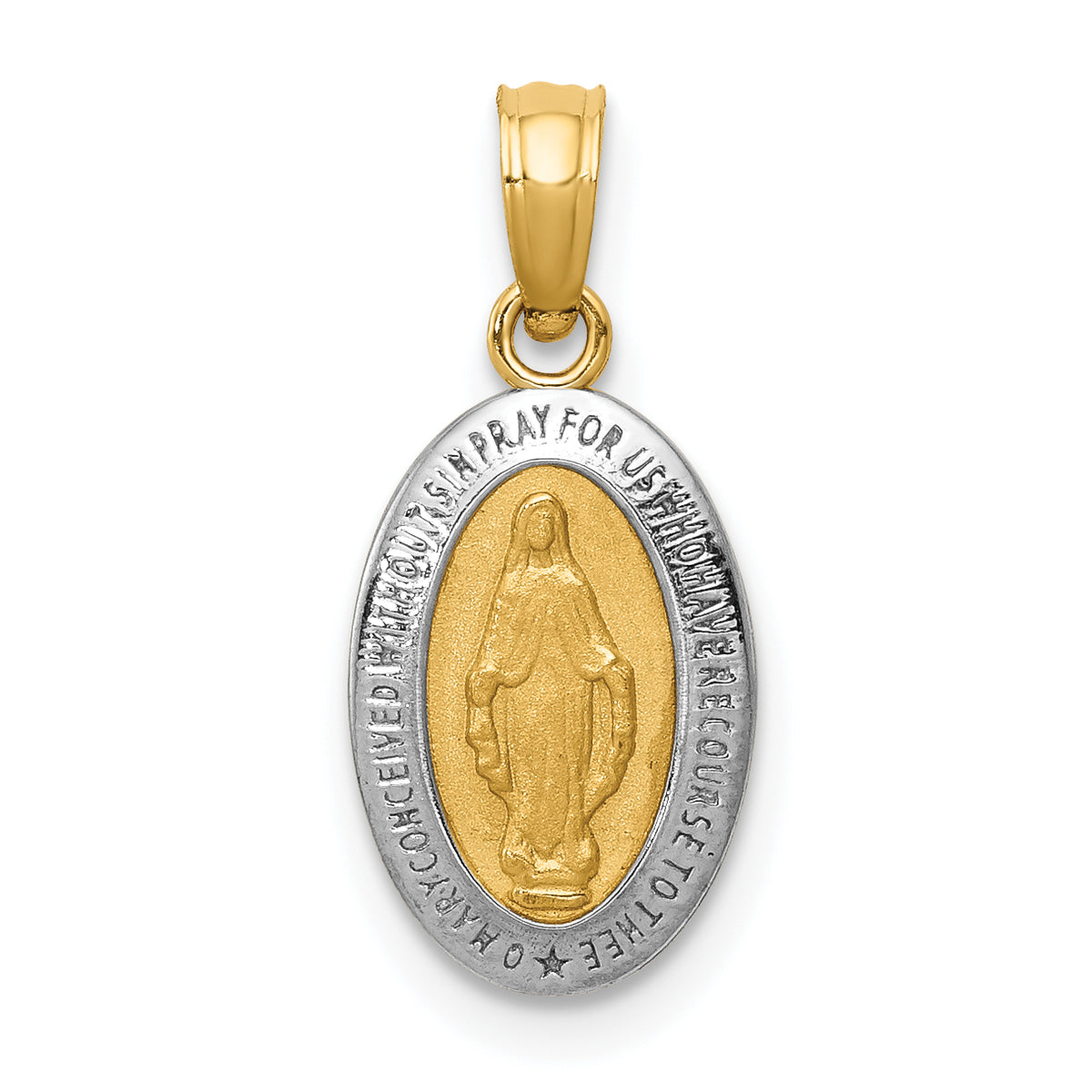 14k w/Rhodium Miraculous Medal Charm