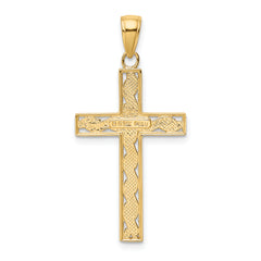 14K Gold Rope Cross Pendant Solid, Casted, Elegant Design