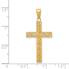 14K Gold Rope Cross Pendant Solid, Casted, Elegant Design