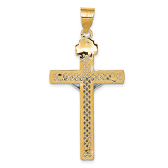 14K Two-Tone Gold INRI Crucifix Pendant with Polished Finish Solid