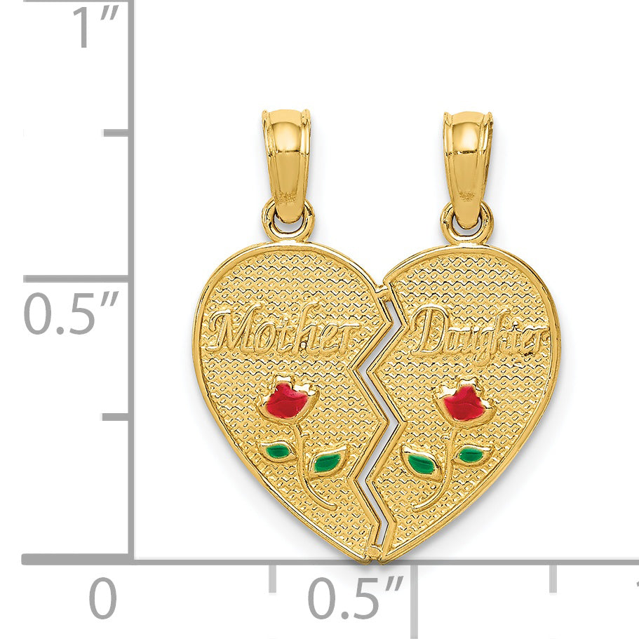 14k Enameled MOTHER DAUGHTER Break-apart Pendant