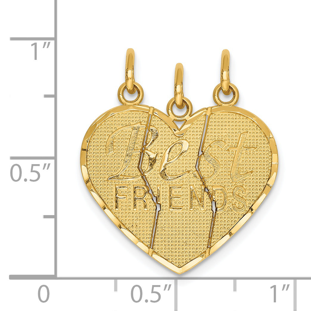 14k 3 piece Break-apart BEST FRIENDS Charm Set