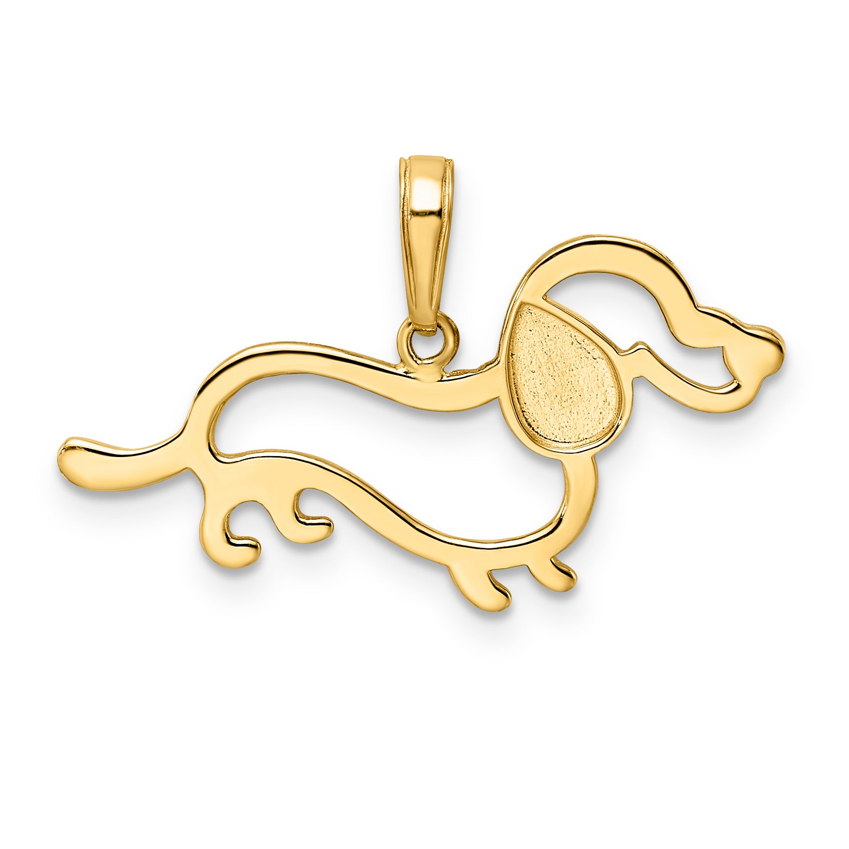 14k and White Rhodium Diamond-cut Dachshund Pendant