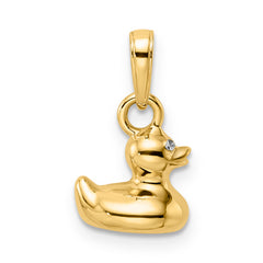 14k & White Rhodium 3D Duck Pendant