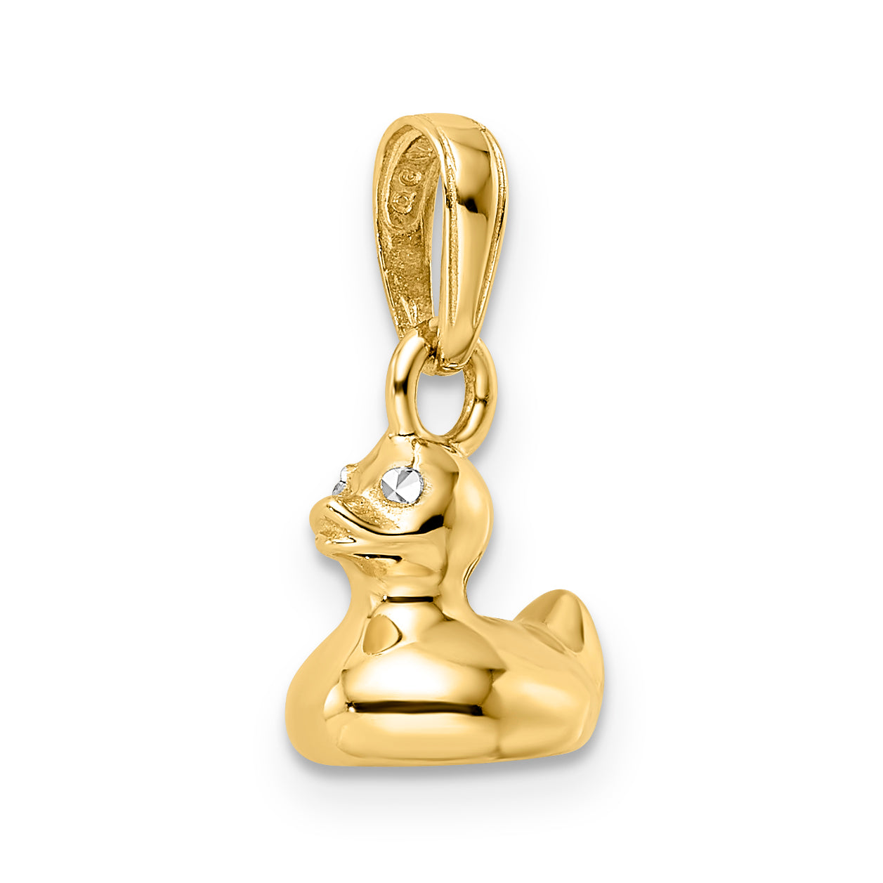 14k & White Rhodium 3D Duck Pendant