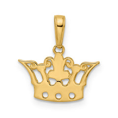 14k and White Rhodium Diamond-cut Crown Pendant