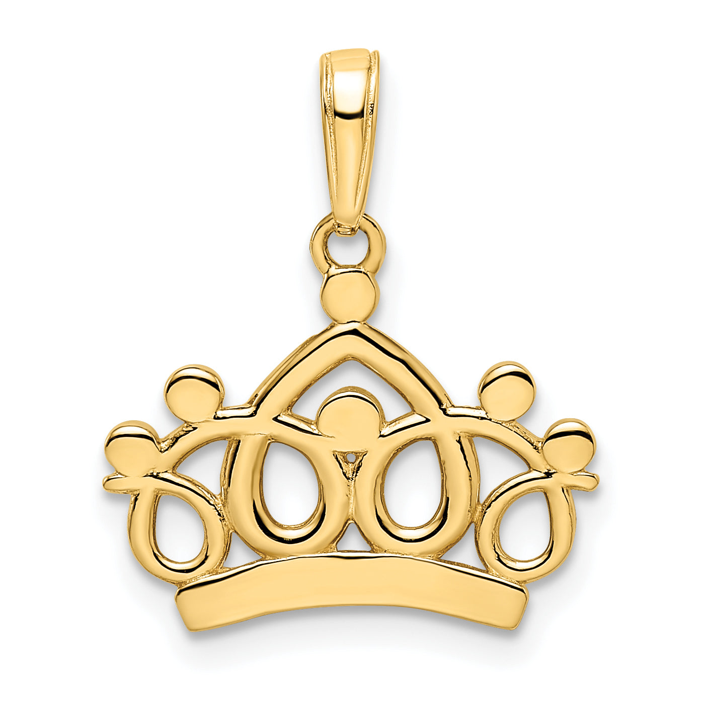 14k and White Rhodium Diamond-cut Crown Pendant