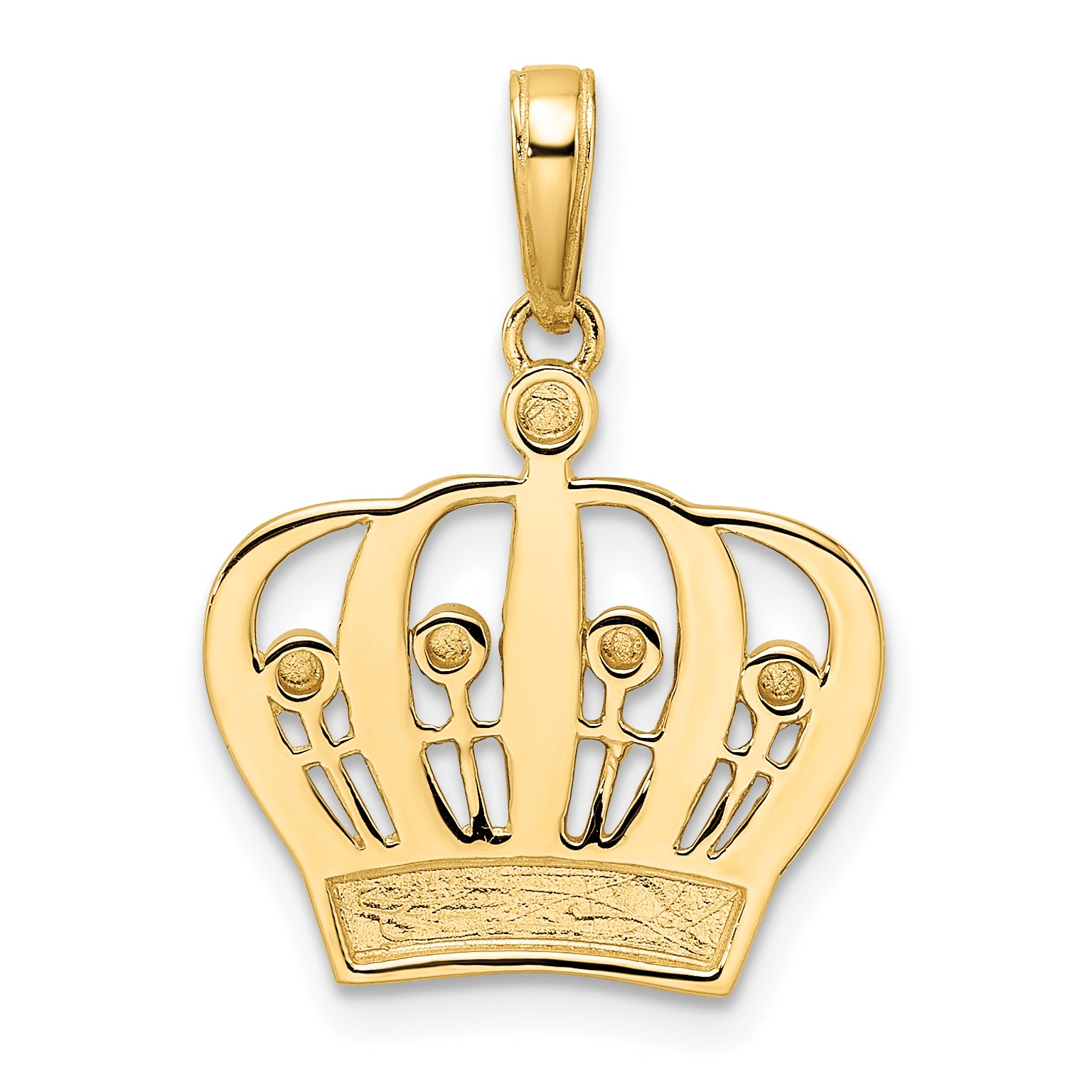 14k and White Rhodium Diamond-cut Crown Pendant